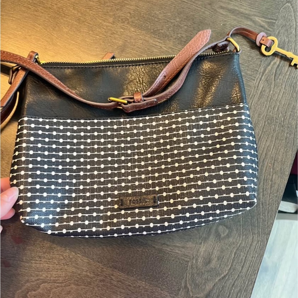 Fossil Black and Brown Crossbody Bag